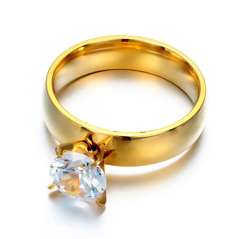 Кольцо свадебное круглое из нержавеющей стали с фианитом|ring for|fashion ringsring fashion |