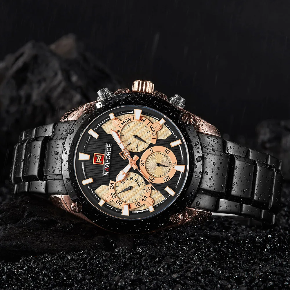 Топ люксовый бренд NAVIFORCE синие золотые часы мужские модные спортивные кварцевые мужские s часы полностью стальные водонепроницаемые часы Relogio Masculino