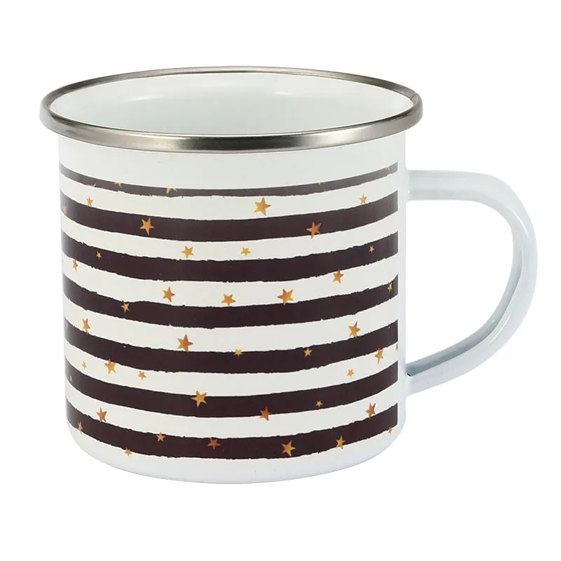 Simple Stainless Steel Hem with Black Star Striated Office and Household Tea Mug | Дом и сад