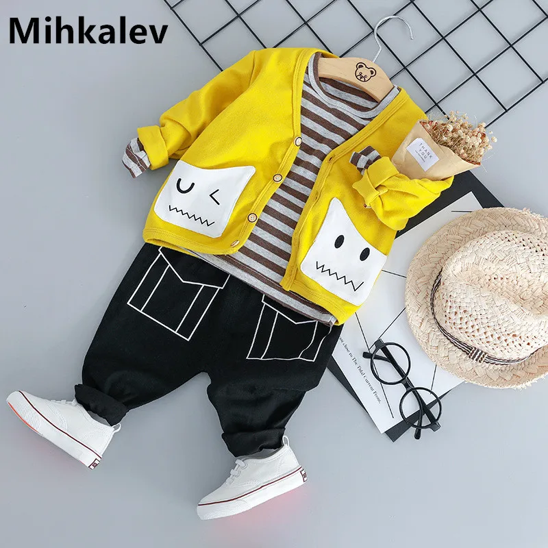 Модный хлопковый комплект одежды для маленьких мальчиков куртка - Цена: 