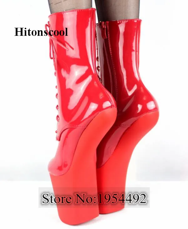 Сексуальные ботинки Heelless 20 см на высоком матовом каблуке женские Gaga короткая