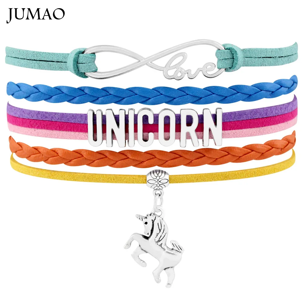 Браслеты и браслеты Infinity Love UNICORN с шармом мамы единорога из кожи на Рождество ювелирных изделий День рождения подарок.