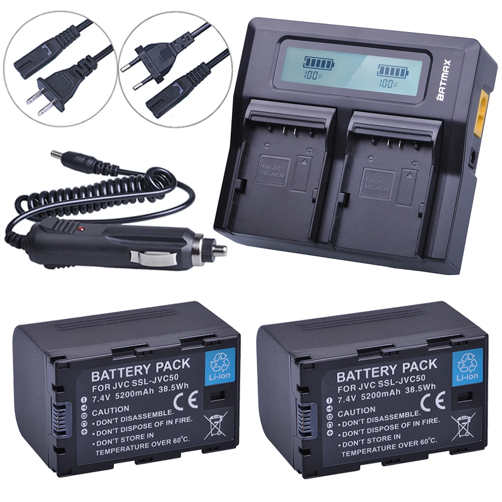 Batmax 2 шт. SSL JVC50 SSLJVC50 аккумуляторная батарея + ЖК дисплей быстрое двойное зарядное