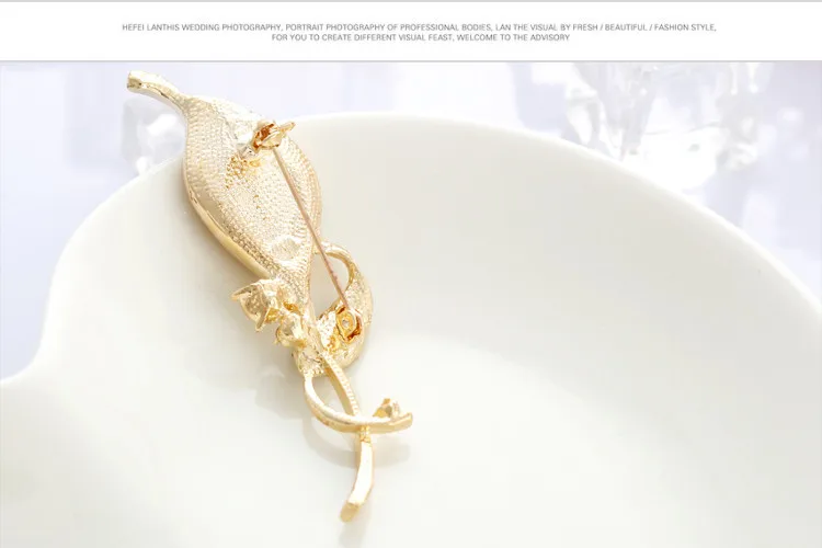 Fashion Rhinestone Gold Calla Lily Brooches Wedding Bouquet For Women Free shipping | Украшения и аксессуары