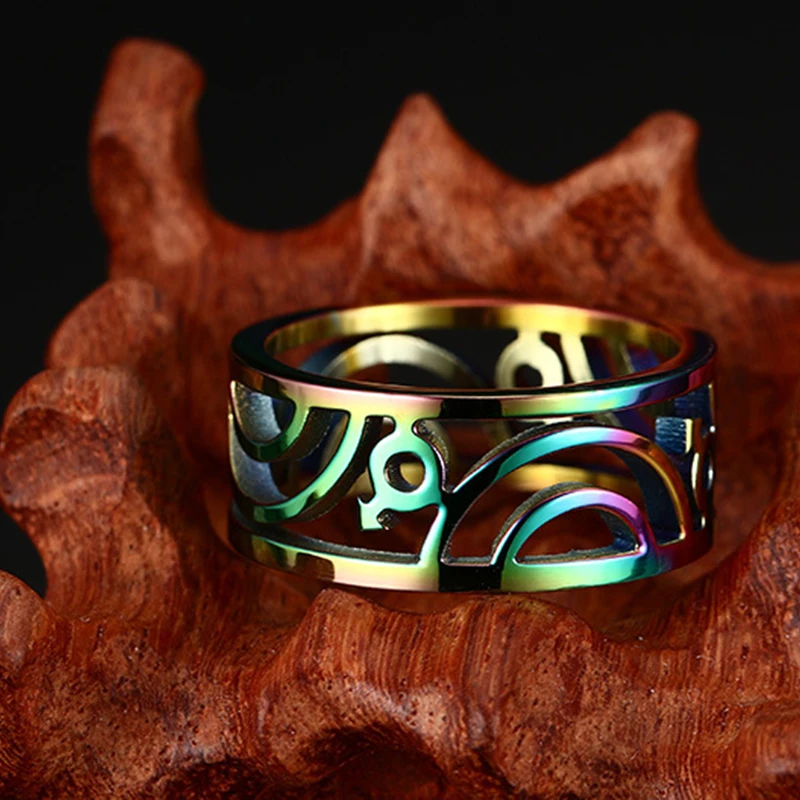 Кольцо из нержавеющей стали для мужчин стильное Радужное кольцо с полым символом