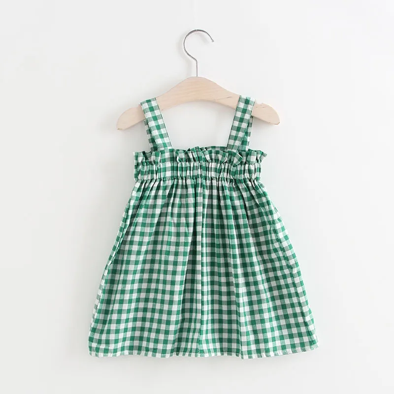 Детское клетчатое платье без рукавов для девочек модное летнее пляжное