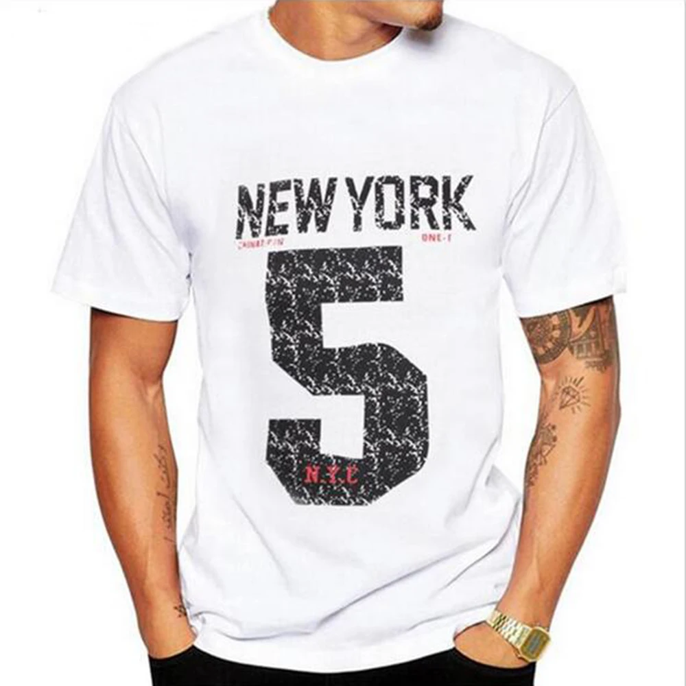 2017 новые футболки Для мужчин рисунком подростка личности О образным вырезом