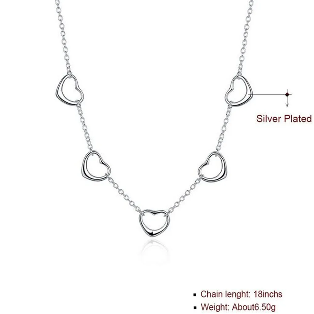 Элегантное женское Ожерелье 925 длинное ожерелье с кулоном в форме сердца