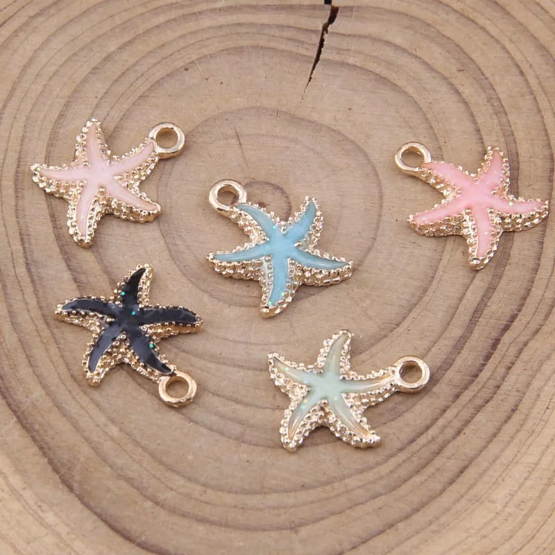 

100pcs 18*15mm Zinc Alloy Starfish Charms Enamel Pendant for DIY Handmade Earring Necklace Jewelry Making