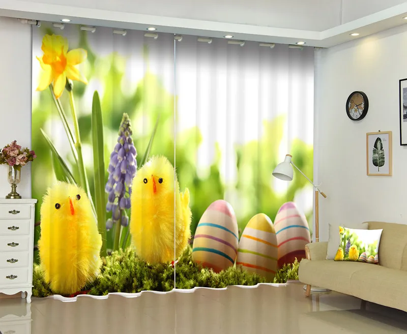 

3D Chick And Eggs Picture Window Curtain For Bedding Room