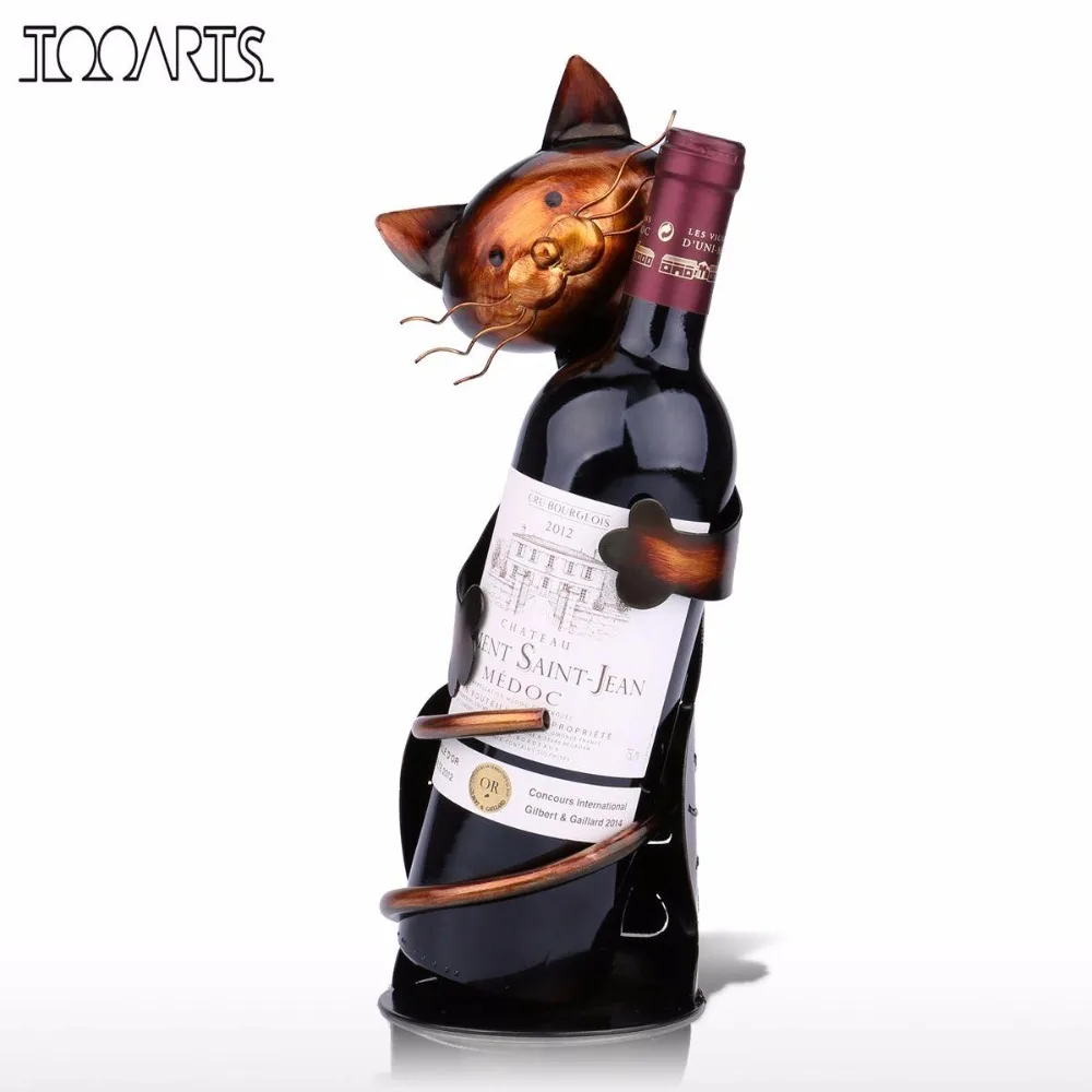 Tooarts Metal Sculpture Cat Shaped Wine Holder shelf Home decoration Crafts | Дом и сад