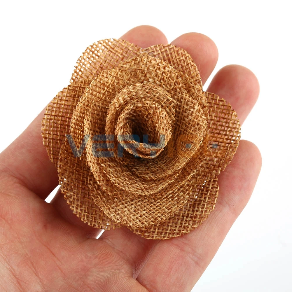 Новинка 6X ручная работа Hessian Burlap розы потертые шикарные цветы деревенский