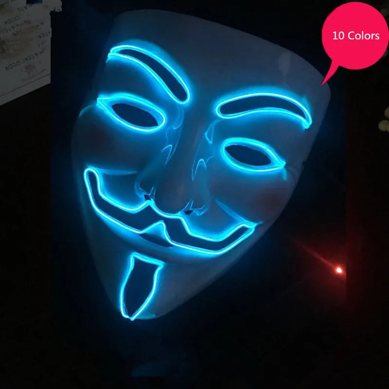 Светодиодные маски для вечеринок V Vendetta EL маска Anonymous Guy Fawkes необычный аксессуар