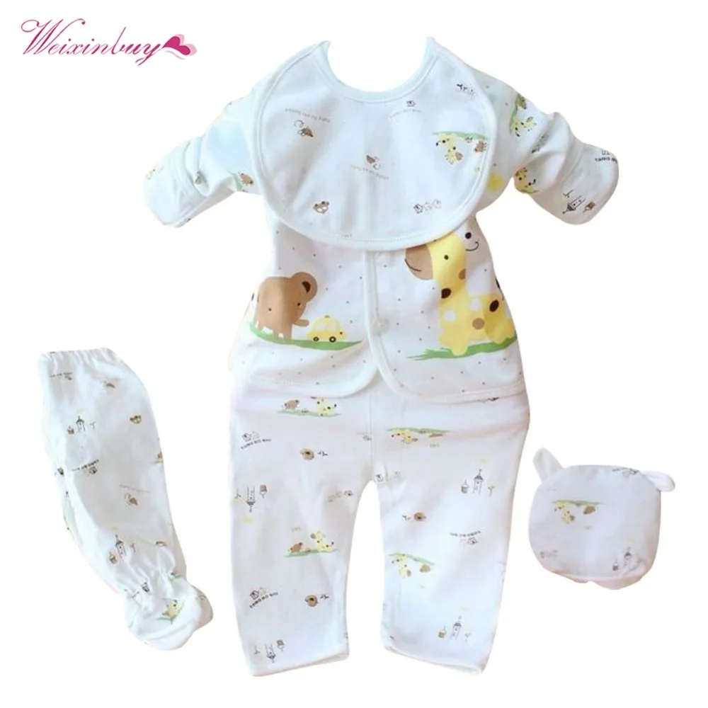WEIXINBUY/5 шт./компл. Одежда для новорожденных мальчиков и девочек хлопковые топы с