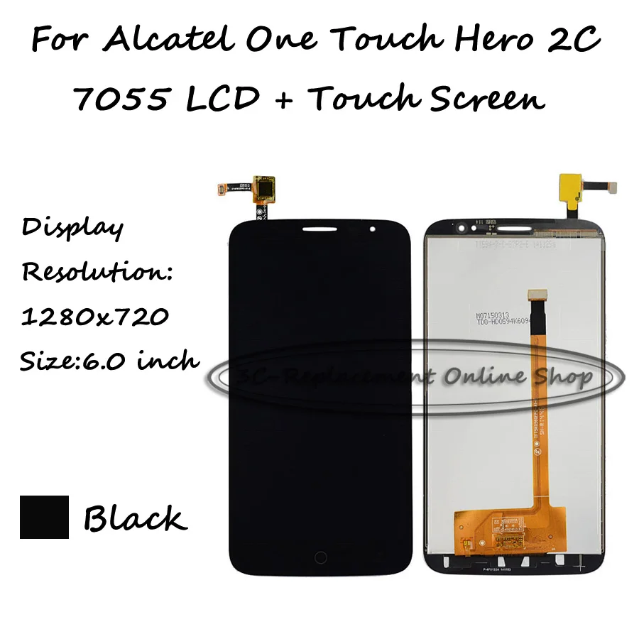 Черный достижения полного заряда для Alcatel One Touch Hero 2C OT 7055 7055A OT-7055 OT7055 ЖК-дисплей