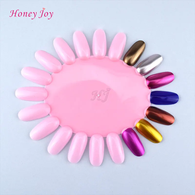 

5pcs Pink Oval Nail Color Display Card Nail Art False Tip for 20 Colors UV Nail Gel Polish Wheel Display Practice Board