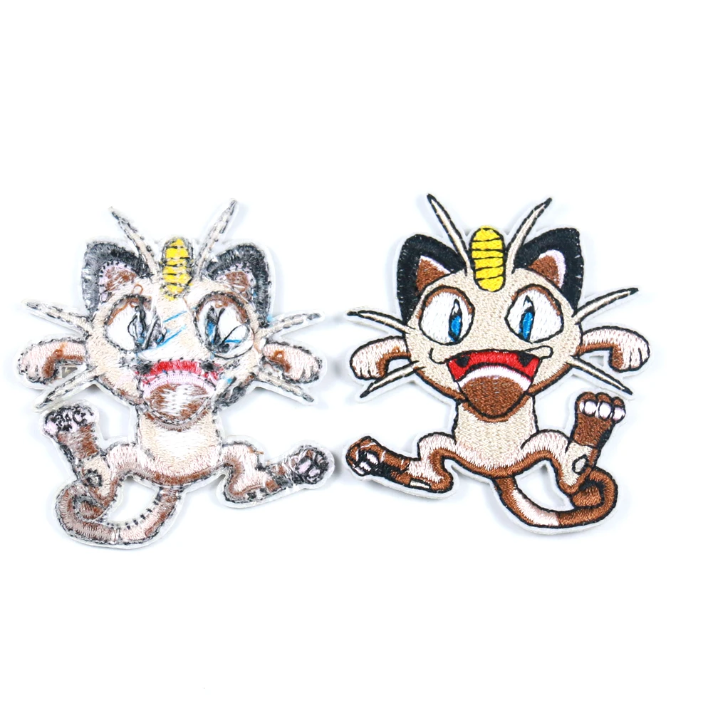Meowth Pokemon Go Team Косплей вышивка Высококачественная нашивка мультяшный значок с изображением кота железные нашивки для одежды 63*56