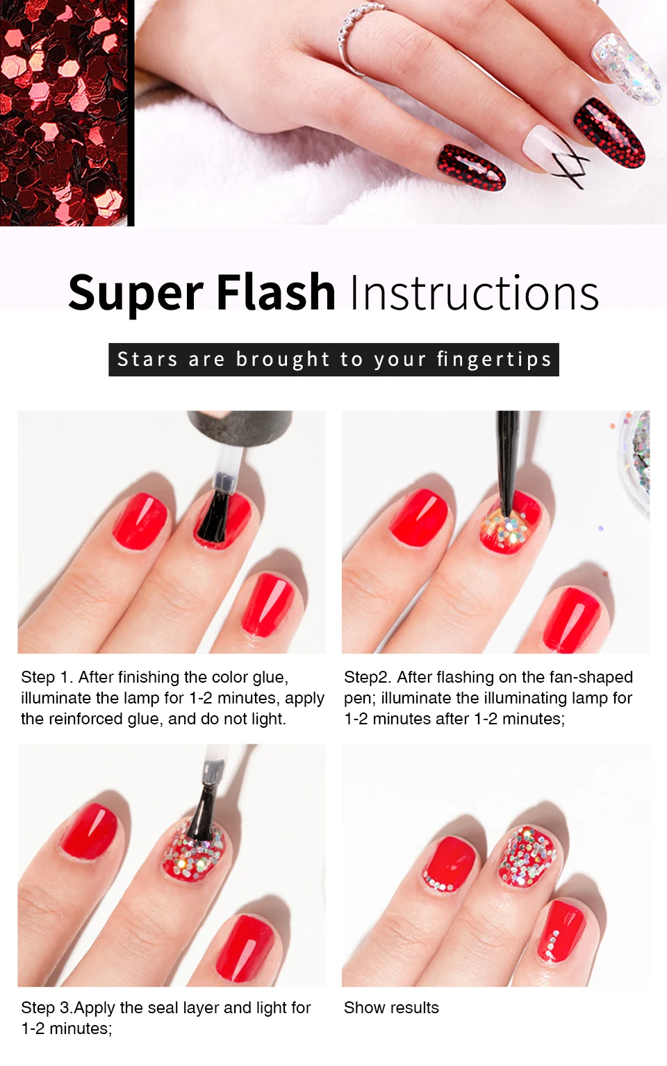 Bukio модные блестящие дизайн ногтей украшения для маникюра лазерные 12 видов