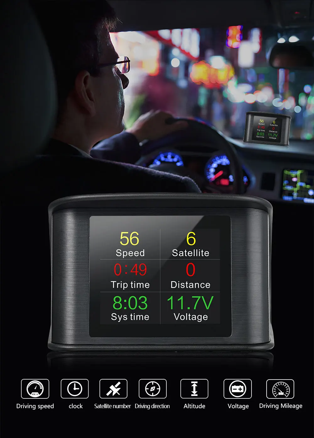 XYCING Автомобильный GPS HUD Дисплей с головой вверх Умный Цифровой измеритель