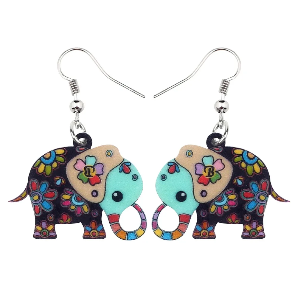 WEVENI акриловые Мультяшные цветочные серьги в виде слона джунглей Новые висячие