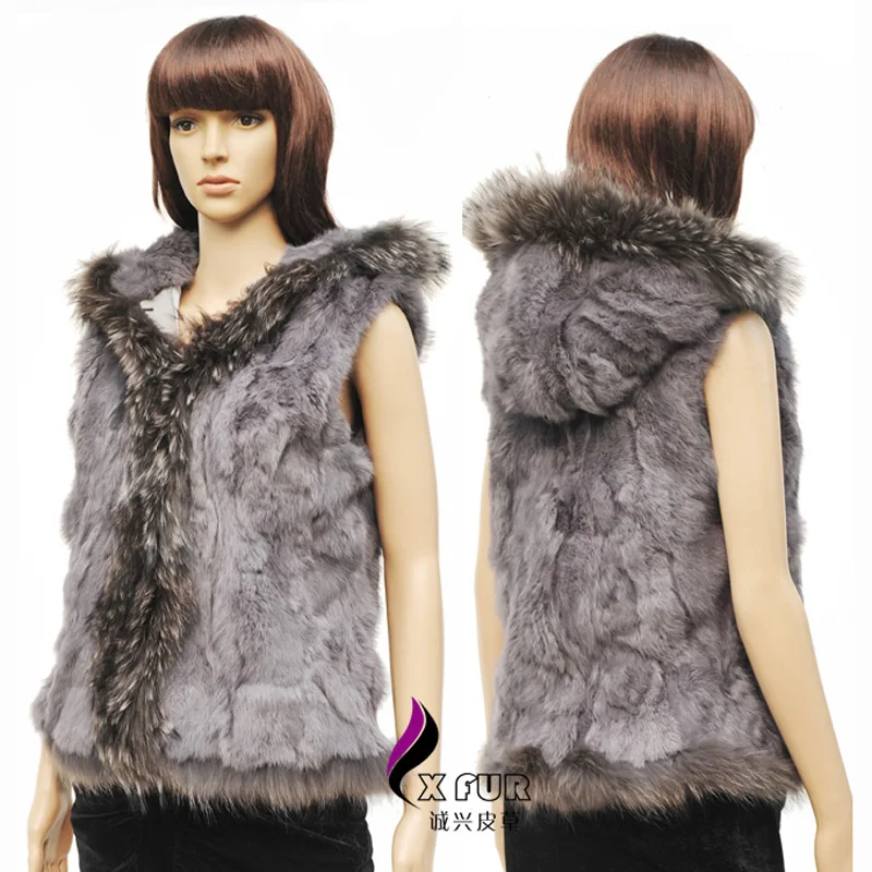 _ 100% жилет из натурального кроличьего меха вязаный с капюшоном|fur vest|vest knittedveste gilet |