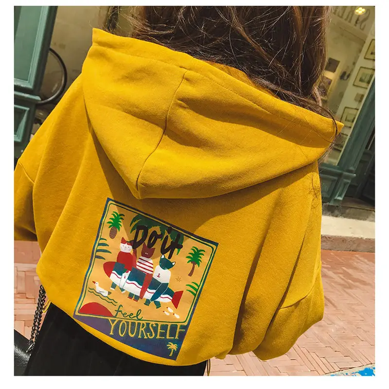 Толстовка женская с капюшоном и принтом в виде букв весенне осенняя длинным