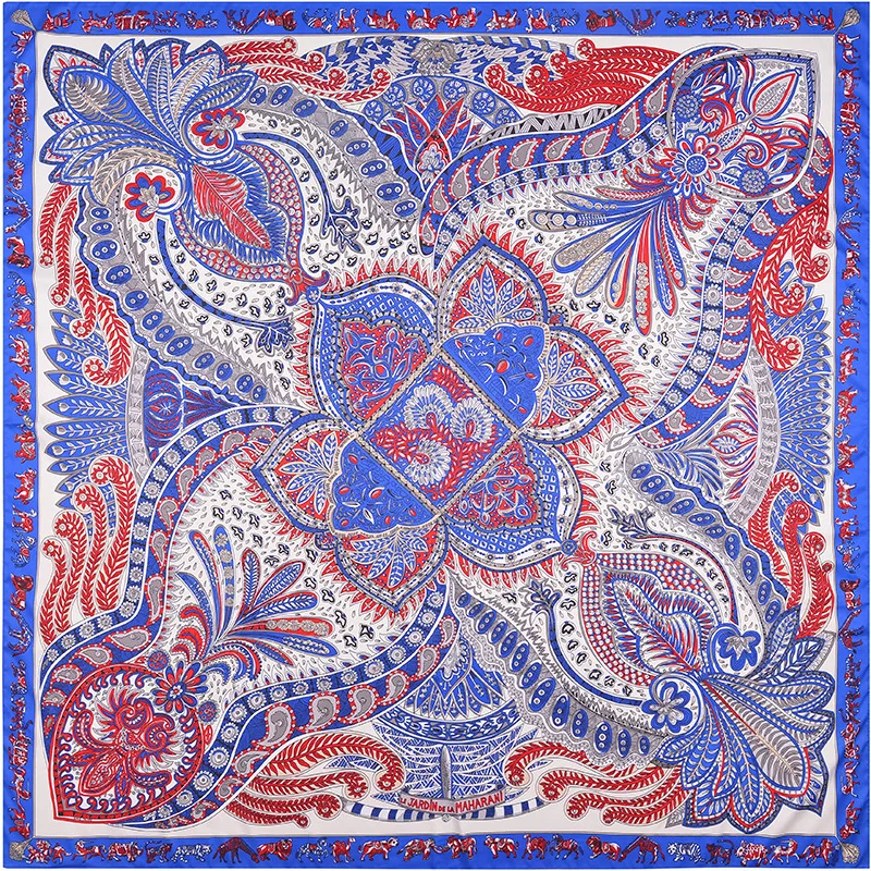 2021 Новый дизайн 6 видов цветов twill Шелковый шарф для женщин Модный шаль 130x130 см