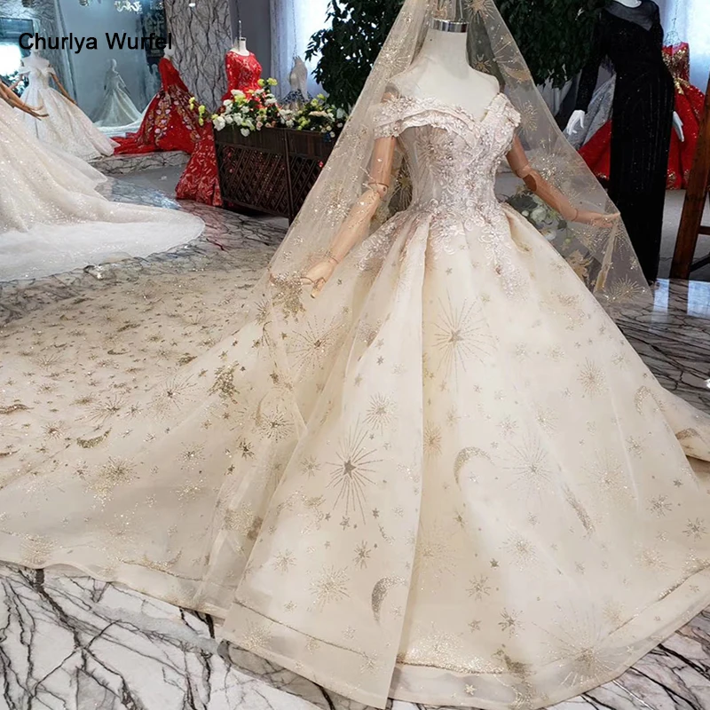 Платье для свадьбы HTL153 блестящее ручной работы|Свадебные платья| |