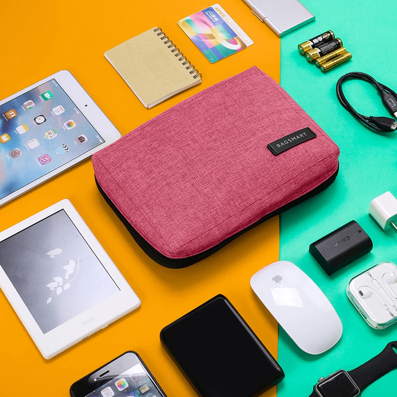 BAGSMART органайзер для путешествий, для передачи данных, SD карта, USB кабель, цифровое устройство, электронные аксессуары, сумка, нейлоновая дорожная сумка, мужская сумка