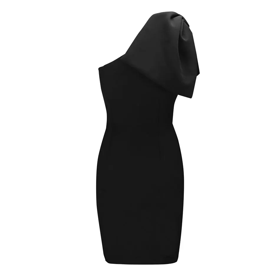 CIEMIILI New Black White Fashion Dress 2018 Women One-Shoulder Evening Party Sexy Bow Sleeveless Asymmetrical Bodycon Mini | Женская