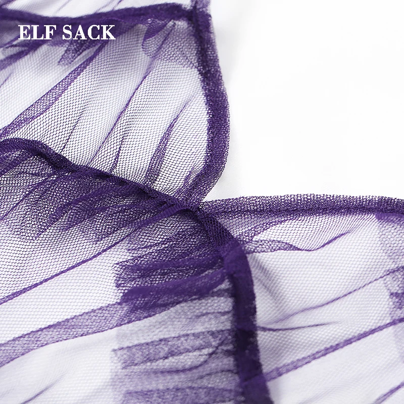 Женский пляжный костюм ELFSACK белая футболка с буквенным принтом и фиолетовое