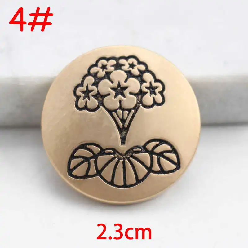 No4-2 flowers 2.3cm Золотые, черные и Серебристые микс Звезда Сова Цветы Узор 10 шт 18 мм-38 мм металлические пуговицы, аксессуары для одежды, рубашки, брендовые пуговицы для пальто, P57 - Цвет: No4-2 flowers 2.3cm
