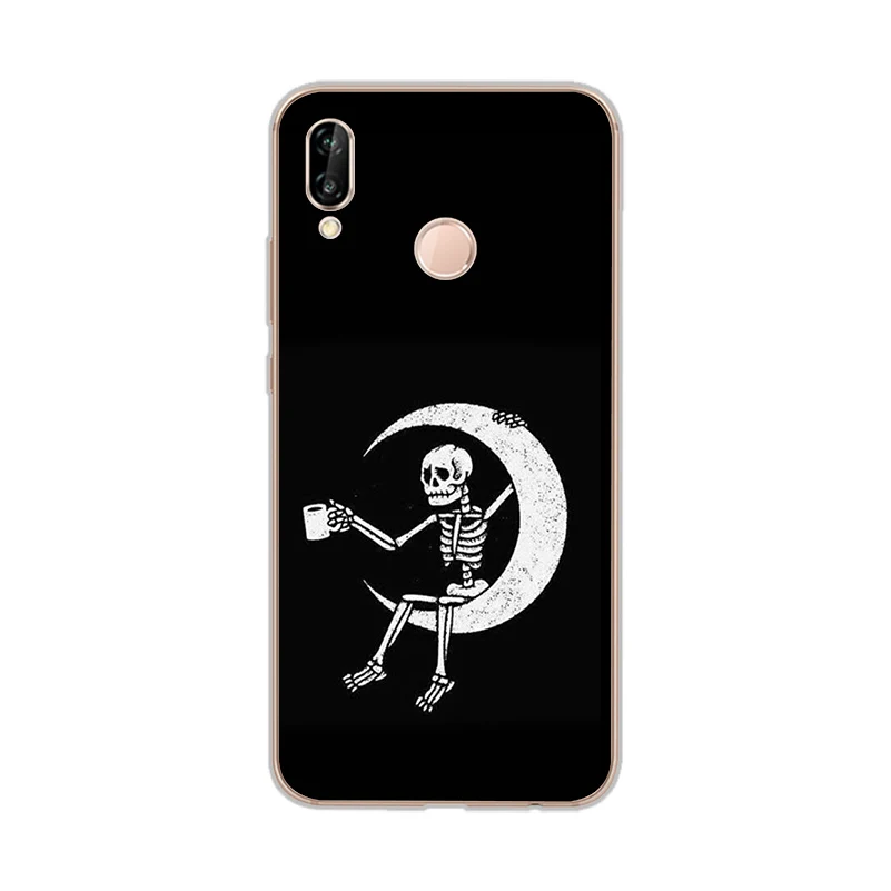 ciciber Phone Cases for Huawei P20 P8 P9 P10 Mate 20 10 9 Lite 2017 X Pro Soft Back Cover P Smart 2019 Human Skeleton |