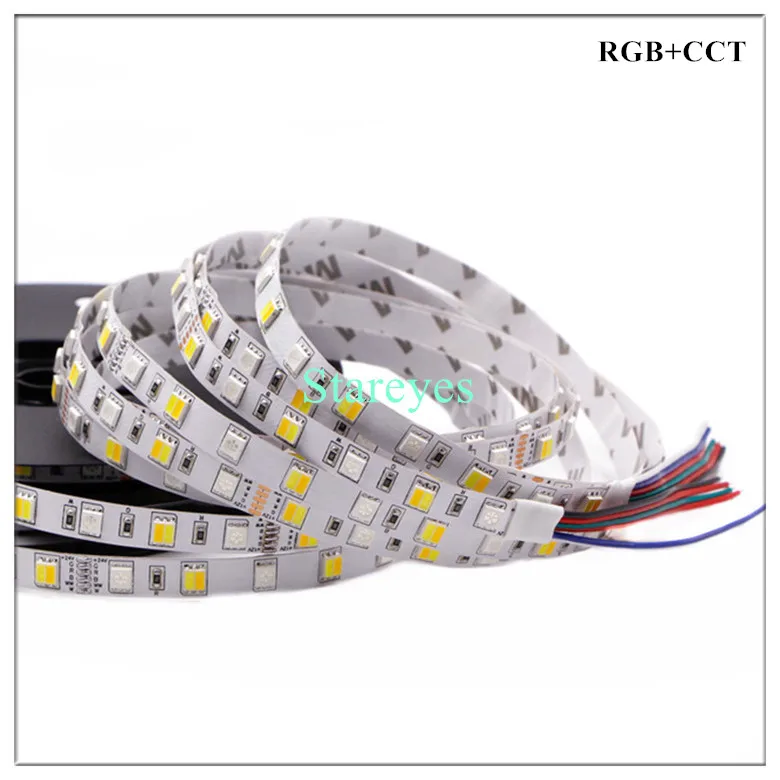 100 шт. SMD5050 DC12V 300 светодиодный 5 м RGB+ CCT W& WW светодиодные ленты двойной белый 2 в 1 цветовая температура светодиодный ленточный светильник