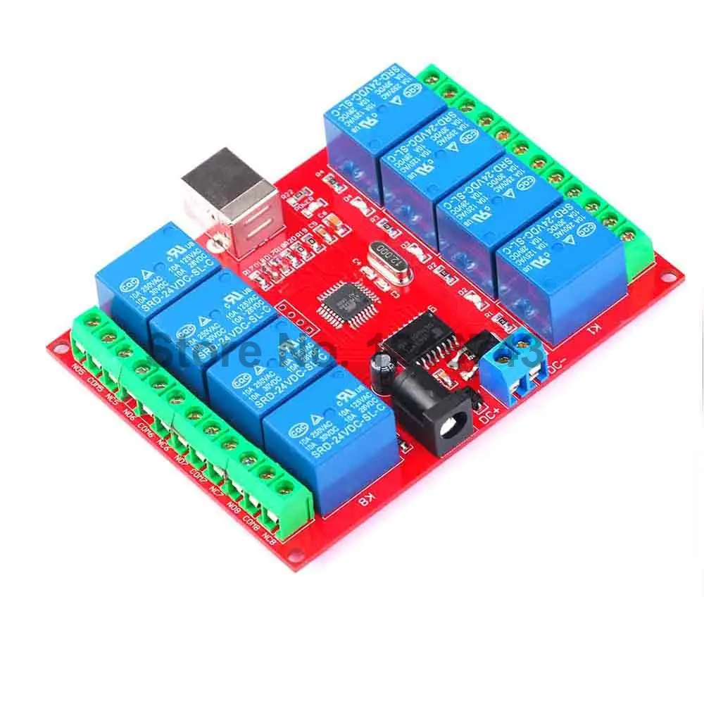 8 каналов DC 24V релейный модуль компьютер USB переключатель управления драйвер ПК