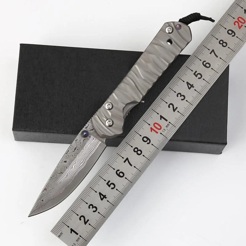 Горячая Распродажа Sebenza 21 складной нож D2/Damacus лезвие Титан TC4 Ручка Ножи Открытый Отдых Охота Тактический карманный EDC нож - Цвет: Wavy handle