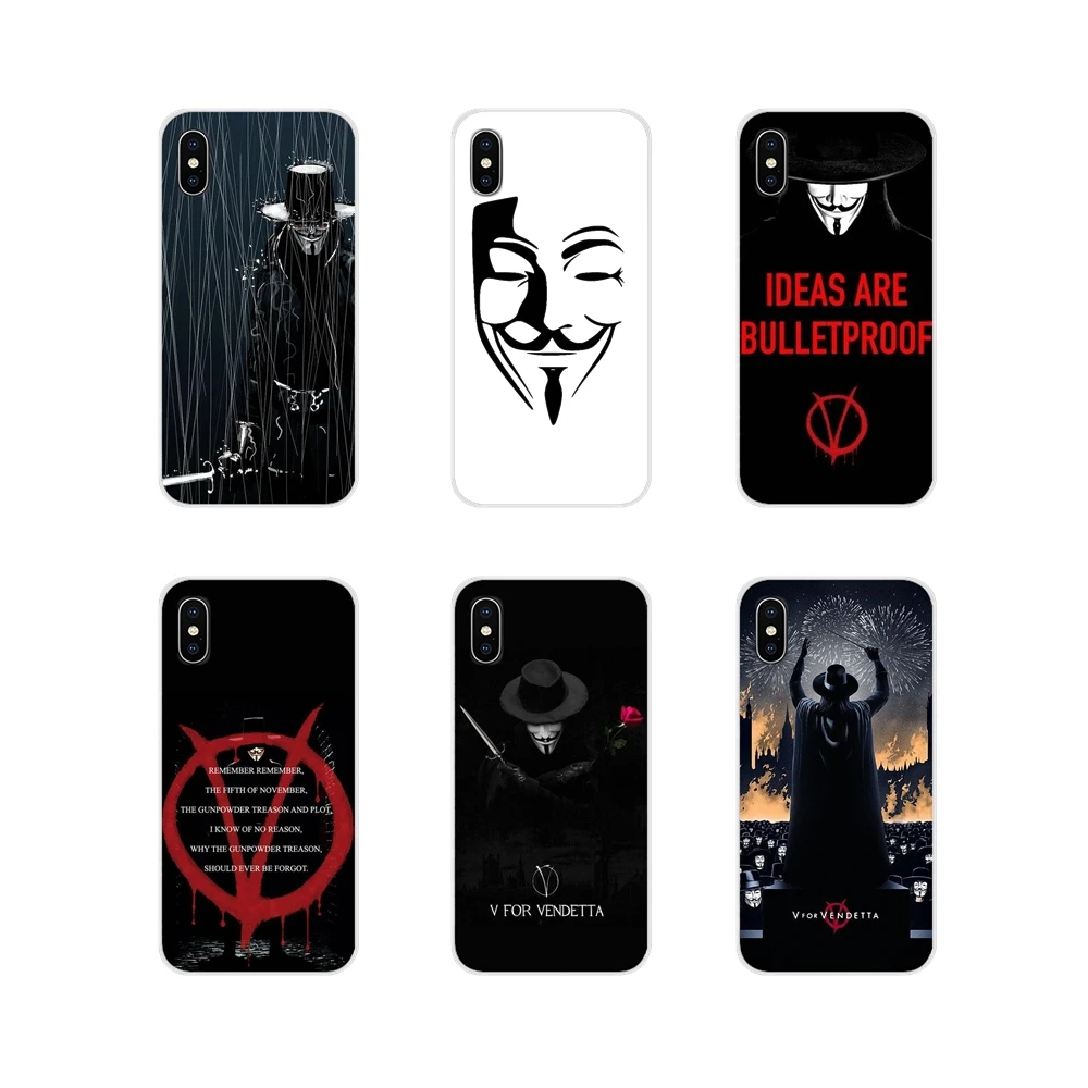 Анонимная маска Guy Fawkes для Apple iPhone X XR XS MAX 4 4S 5 5S 5C SE 6 6S 7 8 Plus ipod touch прозрачные мягкие