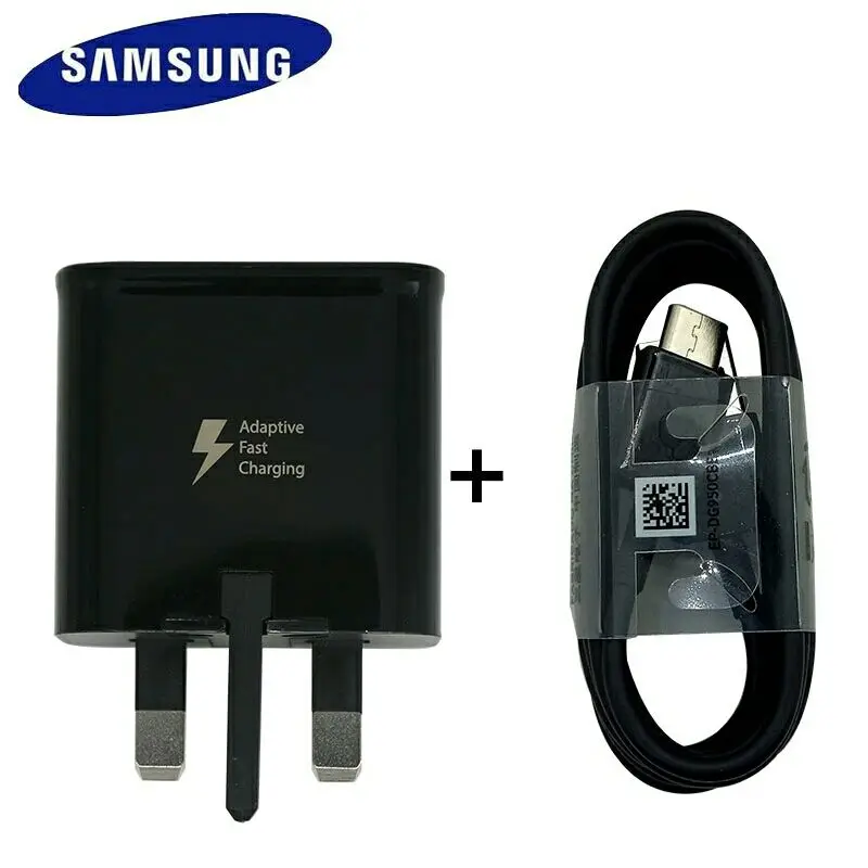 UK with Type-C Cable Samsung оригинальное зарядное устройство для быстрой зарядки для samsung GALAXY S9 A8+ S8 G9500 W2018 C7 Note 9 Pro SM-C701F S9 Plus usb type-C - Тип штекера: UK with Type-C Cable