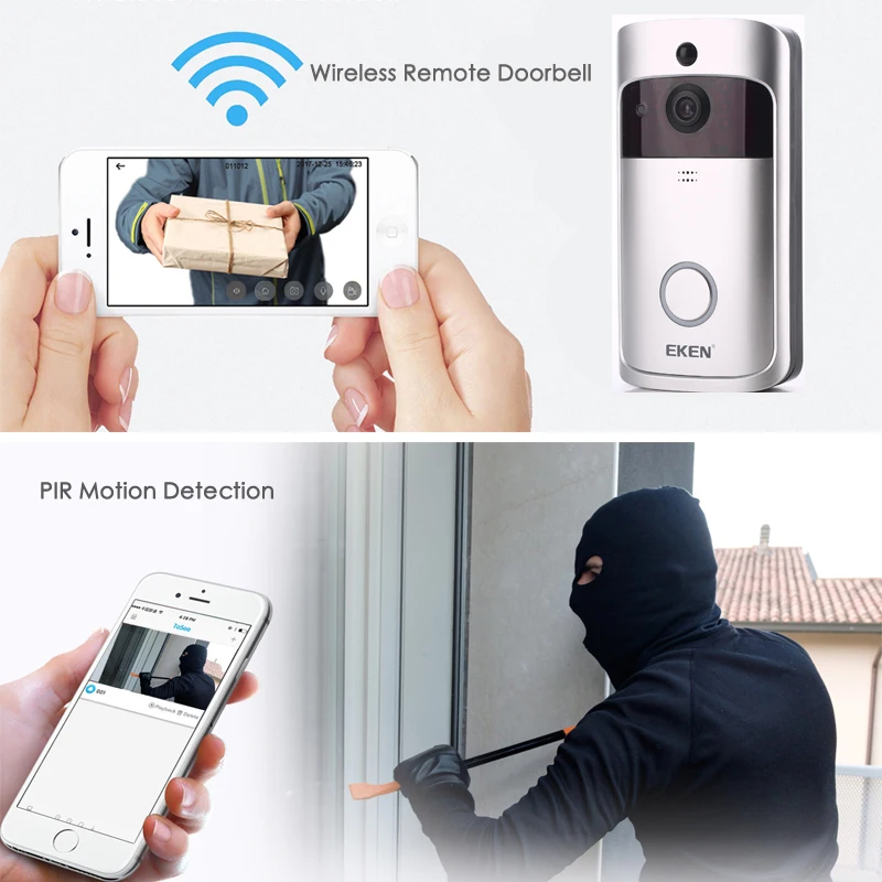 Eken V5 wifi дверной звонок умный IP видеодомофон дверной звонок камера для квартиры ИК сигнализация беспроводная камера безопасности
