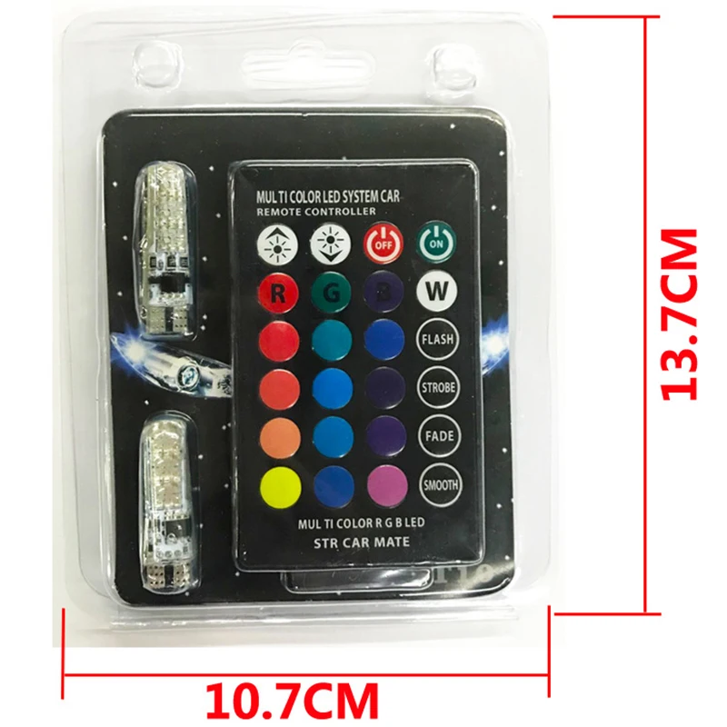 Светодиодные лампы DUU головного света T10 W5W RGB дистанционная CAN-шина без ошибок 6 SMD