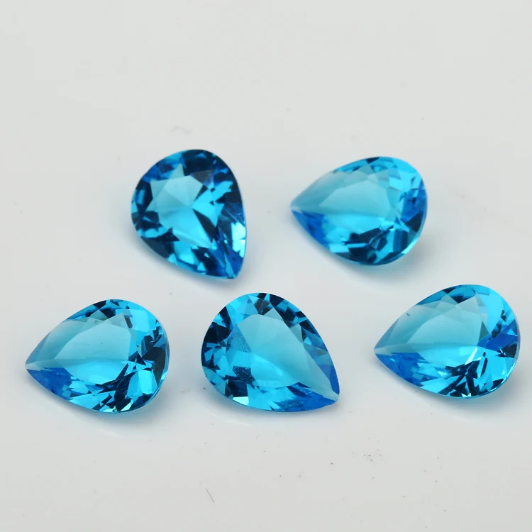 100pcs 3x3~10x10mm Pear Shape Loose Stone Dark Seablue Color Glass Synthetic Gems For Jewelry DIY | Украшения и аксессуары