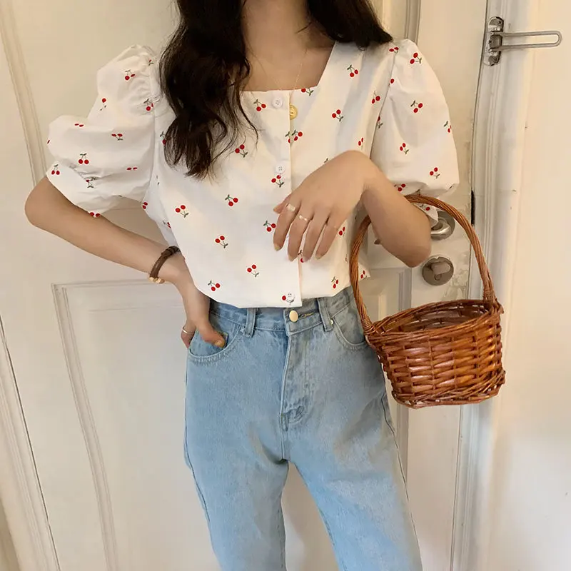 Модная винтажная элегантная летняя Милая стильная рубашка Hzirip с квадратным