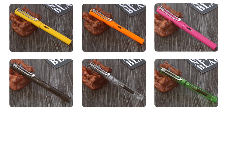 Kawaii Candy Colorful Plastic Fountain Pen 0.5mm Ink Pens F nib Standard Type stationery School& Office Supplies