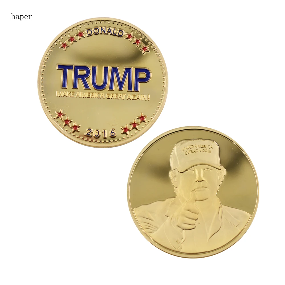 

24k Gold Foil Donald Trump Metal Coin Birthday Gifts Metal Coin US Commemorative Gifts for Friend Gifts
