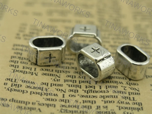 

FREE SHIPPING 30pcs Antique-Silver Spacer Findings For Licorice Leather 11.5x7mm Cross Curved--PAT124