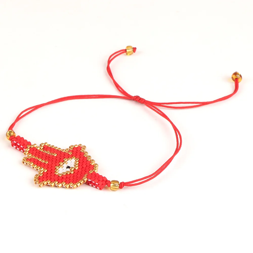Женский плетеный браслет Миюки Браслет сглаза с красными кристаллами ручная
