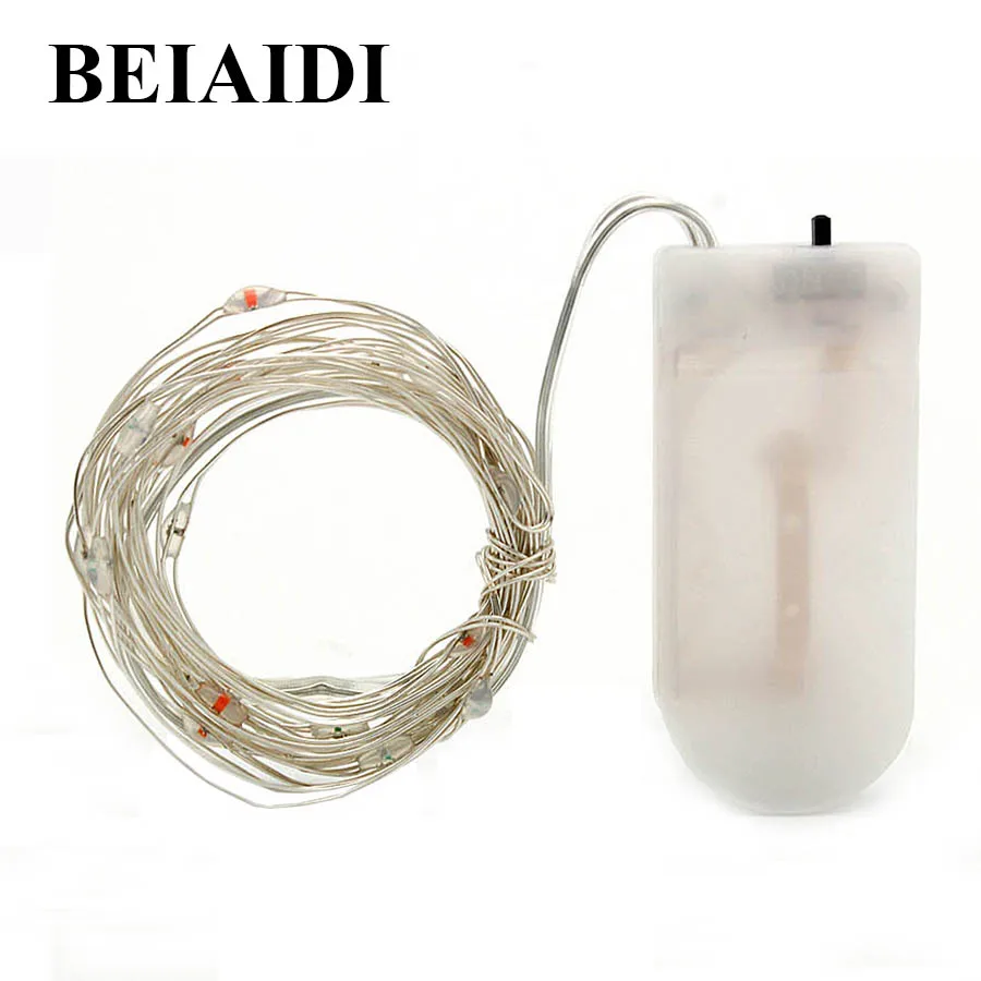 

BEIAIDI 10pcs/Lot 2M Copper Wire LED Fairy String Light Garland CR2032 Battery LED String Light Christmas Wedding party Light