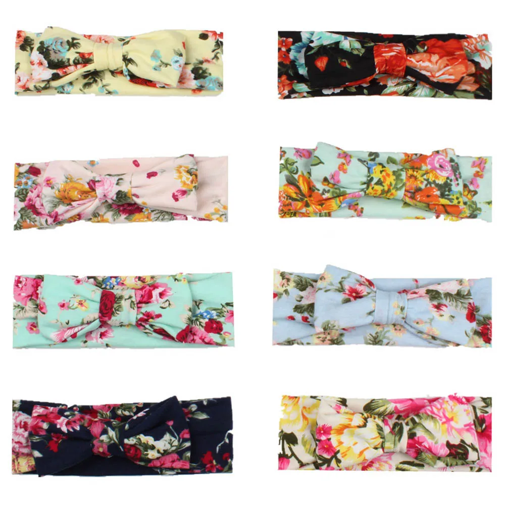 

Bowknot Shape Children Turban Kids Printing Headband Soft Elastic Bandana Headwear