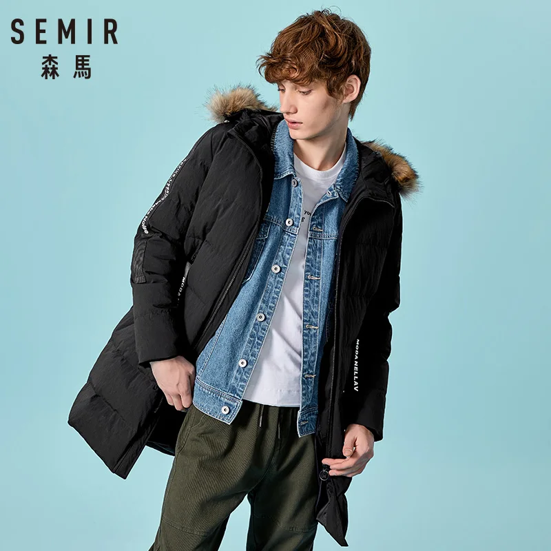 Куртка SEMIR Мужская теплая длинная Повседневная Верхняя одежда с воротником из