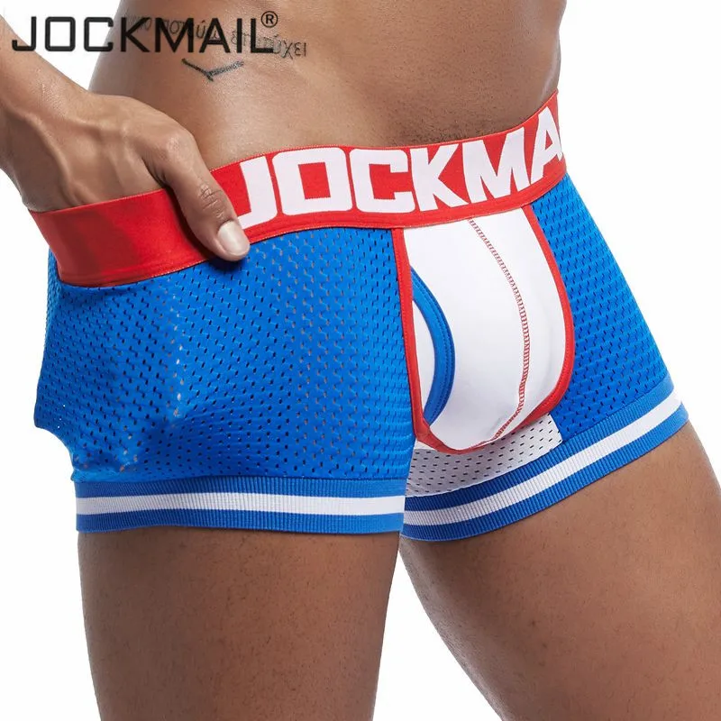 Мужские трусы боксеры JOCKMAIL сексуальные хлопковые с сеткой и u образным карманом